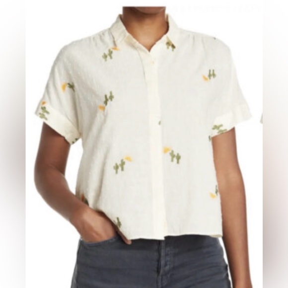 Madewell Tops - MADEWELL 100% Cotton Cactus Hilltop embroidered short sleeve lightweight blouse